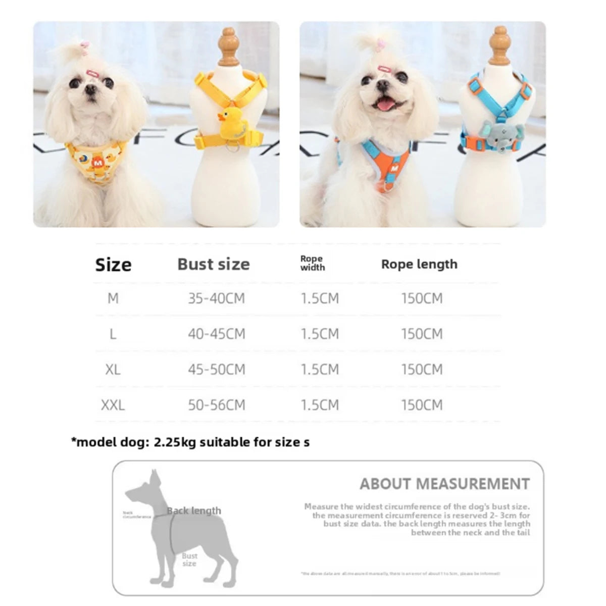 Animal-Detail Mesh Pet Harness & 150 cm Leash Set