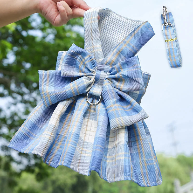 Plaid Pet Dress with Oversized Back Bow