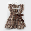 Brown Plaid Pet Pinafore Dress with Ruffle Trim