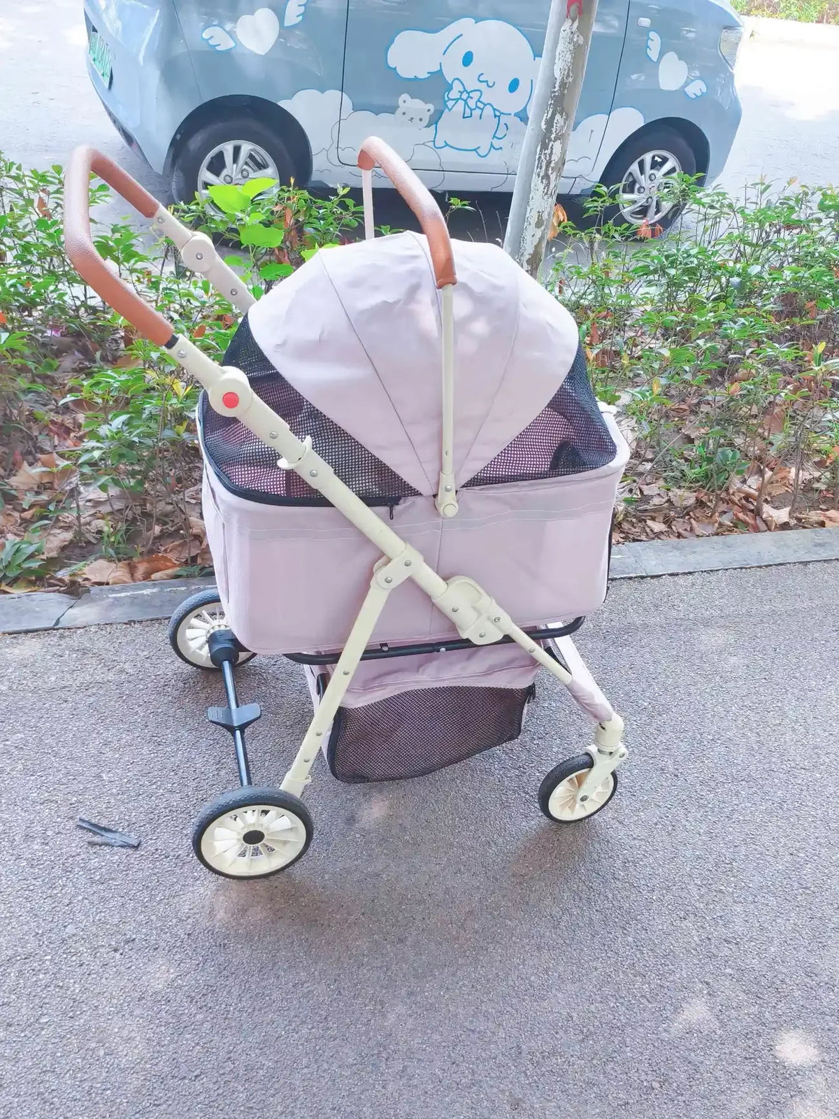 Folding Pet Stroller with Detachable Carrier & Lower Basket
