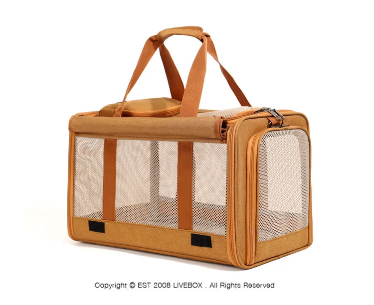 Foldable Mesh Pet Carrier with Front & Top Access