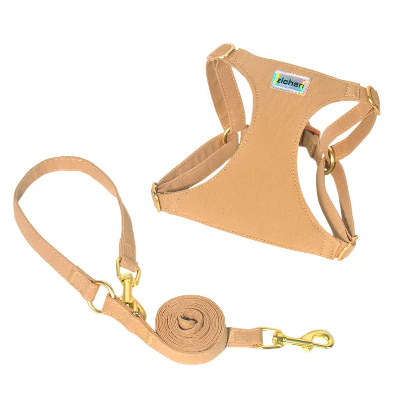 Suede-Look Pet Harness & Coordinating Leash Set