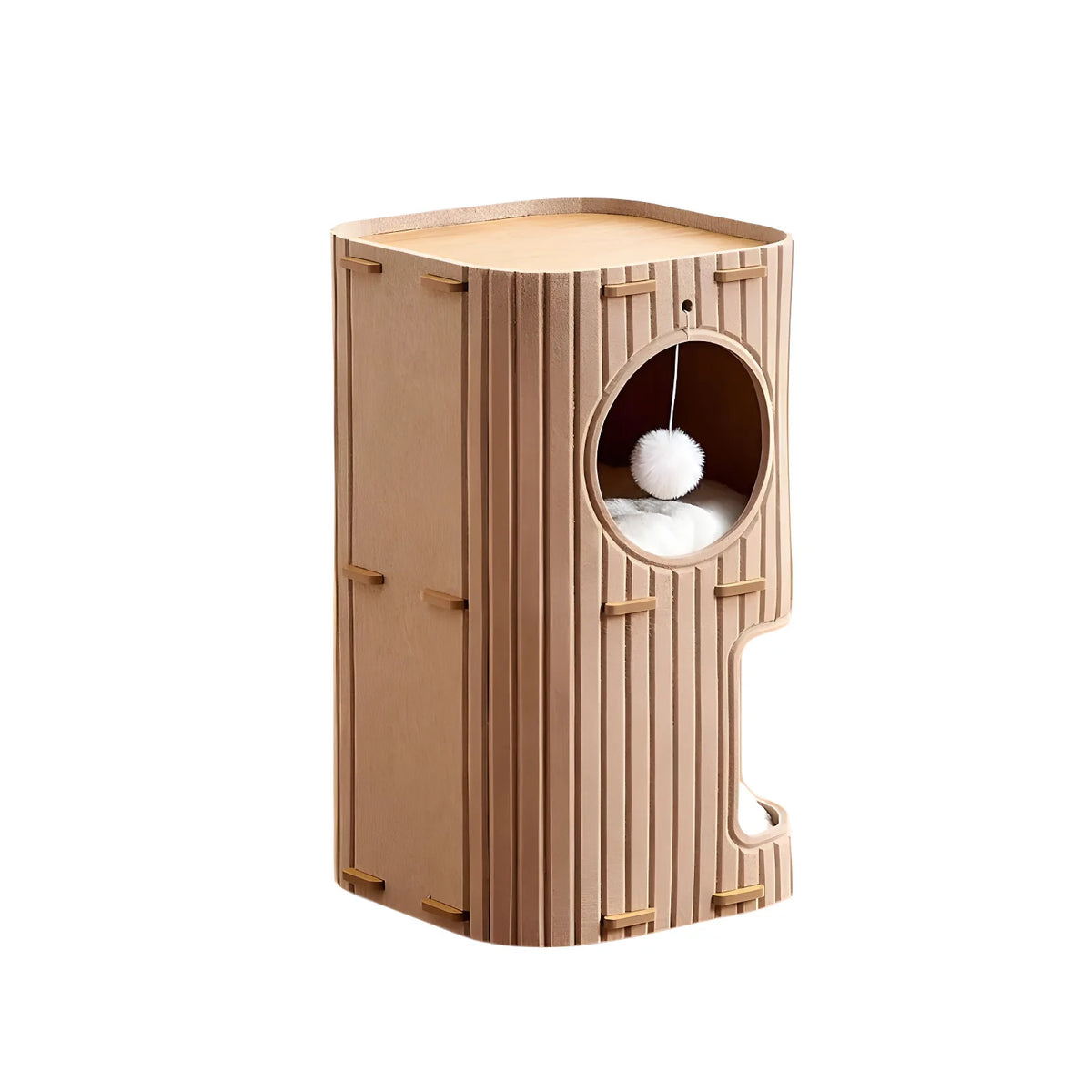 Fluted Cat Tower with Enclosed Hideaways