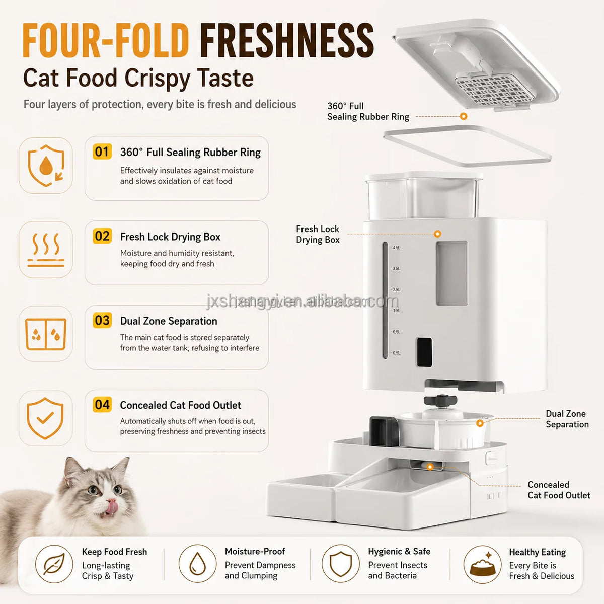 Automatic Pet Feeding & Water Station, 5L Food + 4L Water