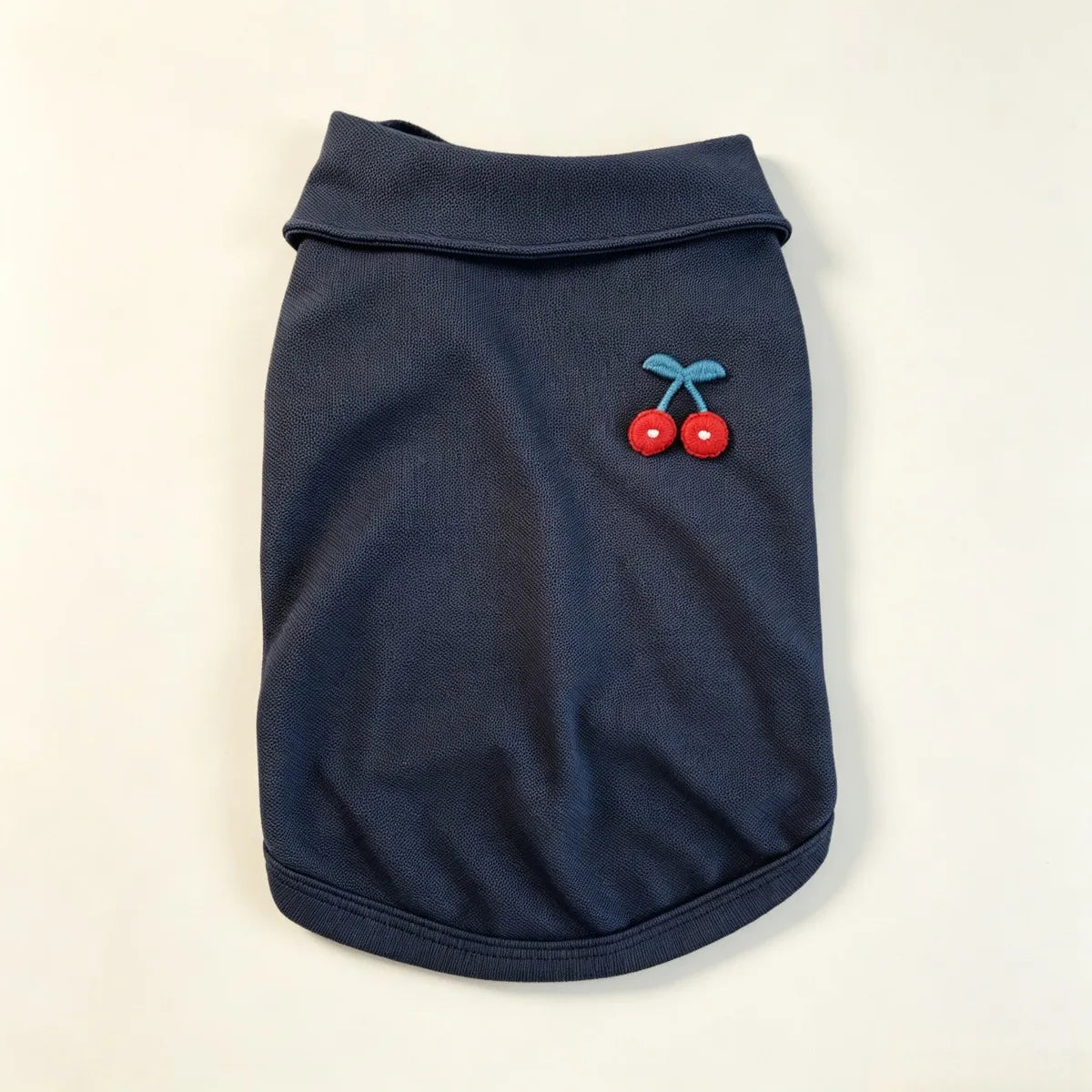 Navy Cherry-Detail Cat Vest