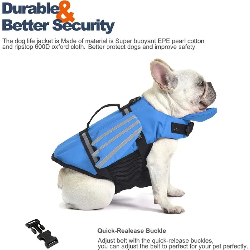Adjustable Dog Swim Vest with Chin Panel & Grab Handle
