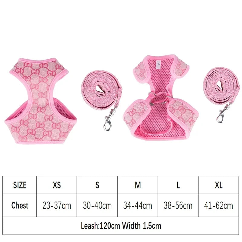 Classic-Pattern Mesh Pet Harness & Leash Set