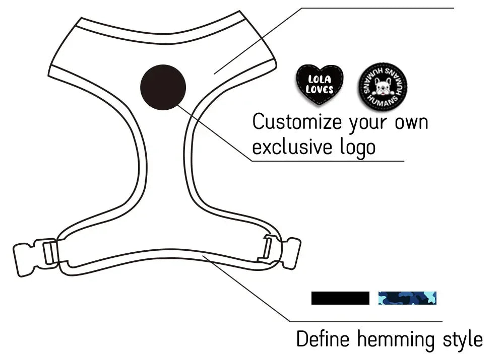 Printed Dog Harness & Coordinating Walking Accessory Set