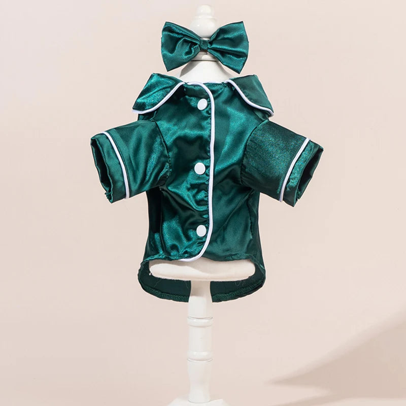 Satin-Look Pet Pajama Shirt with Contrast Piping