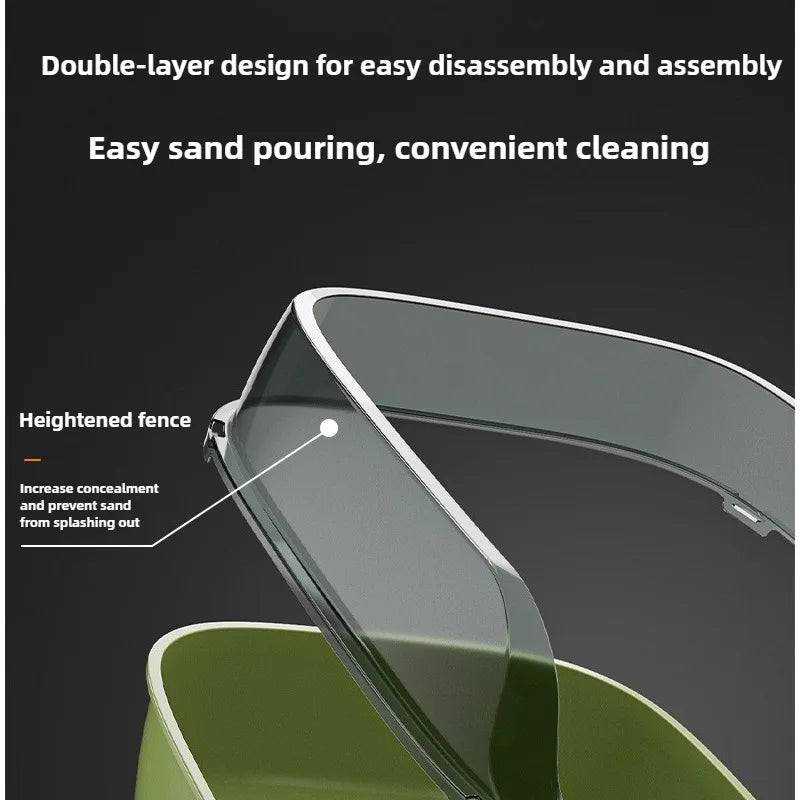 Open-Top Cat Litter Tray with Translucent Splash Guard