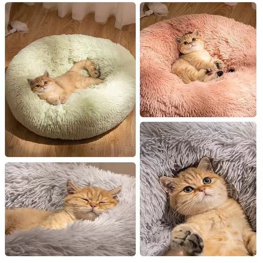 Plush Donut Bed for Cats & Small Dogs