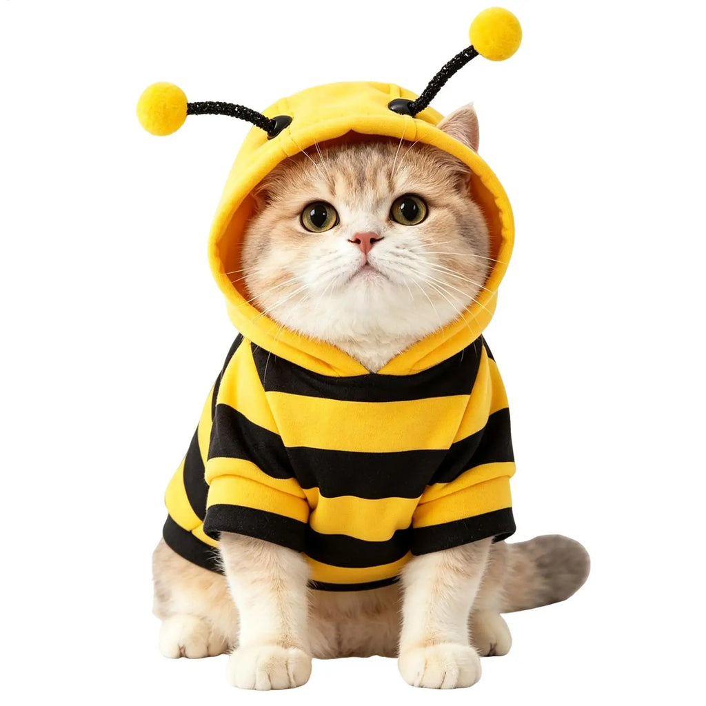 Striped Bee Costume Hoodie for Cats & Small Dogs