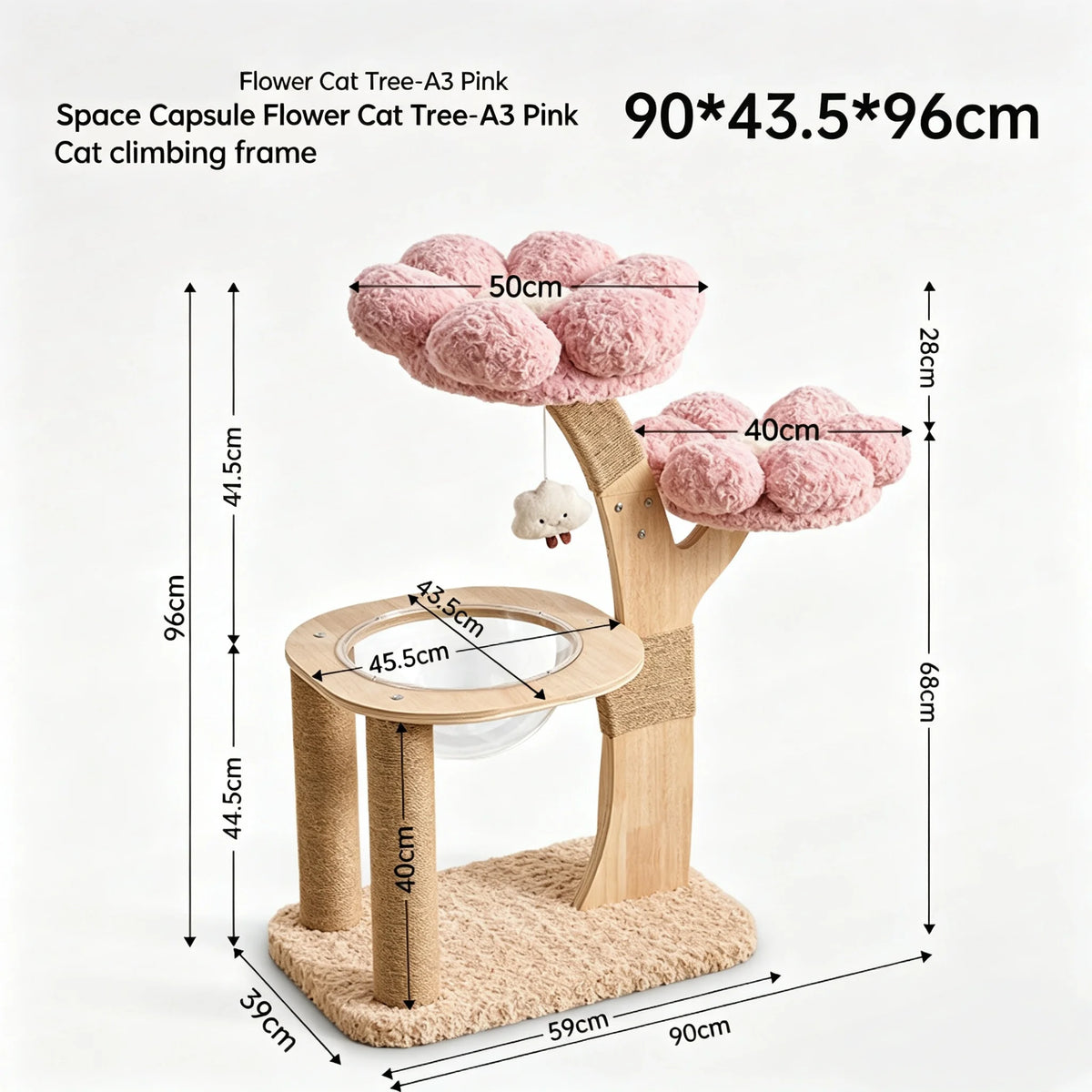 Plush Flower Cat Tree with Scratching Areas