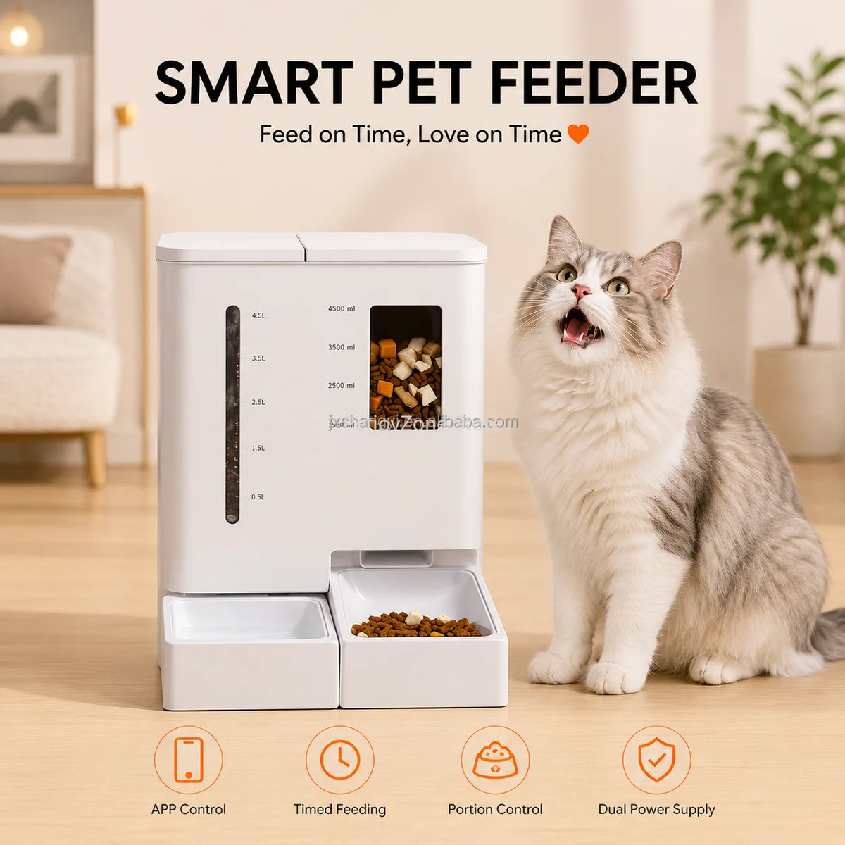 Automatic Pet Feeding & Water Station, 5L Food + 4L Water