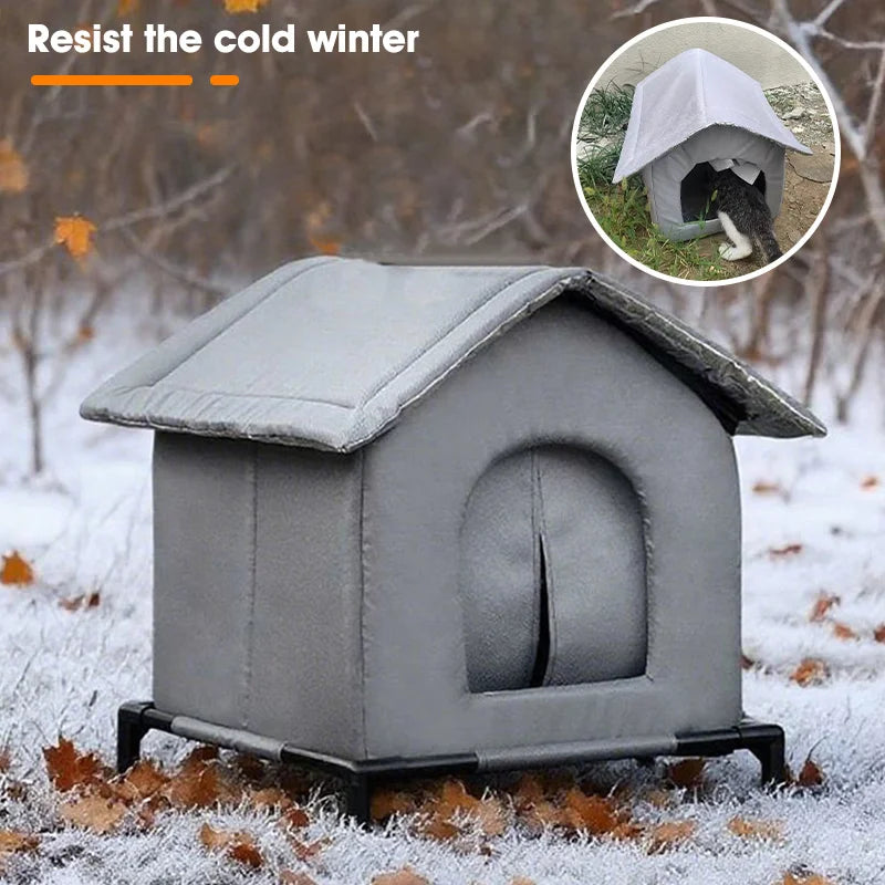 Foldable Cat Shelter with Optional Raised Stand