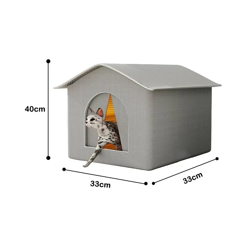 Foldable Cat Shelter with Optional Raised Stand