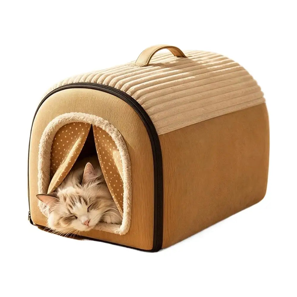 Covered Pet Tent Bed with Door Curtain