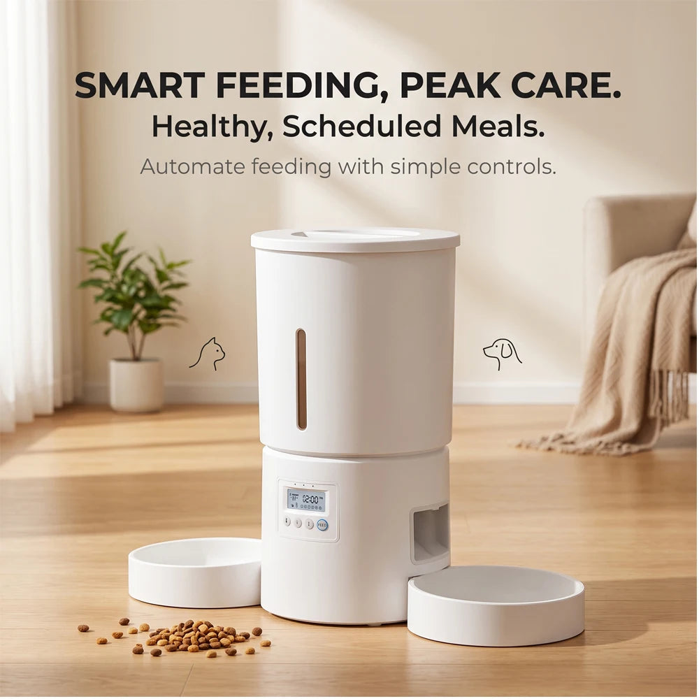 4.2L Automatic Double-Bowl Pet Feeder with Button Controls