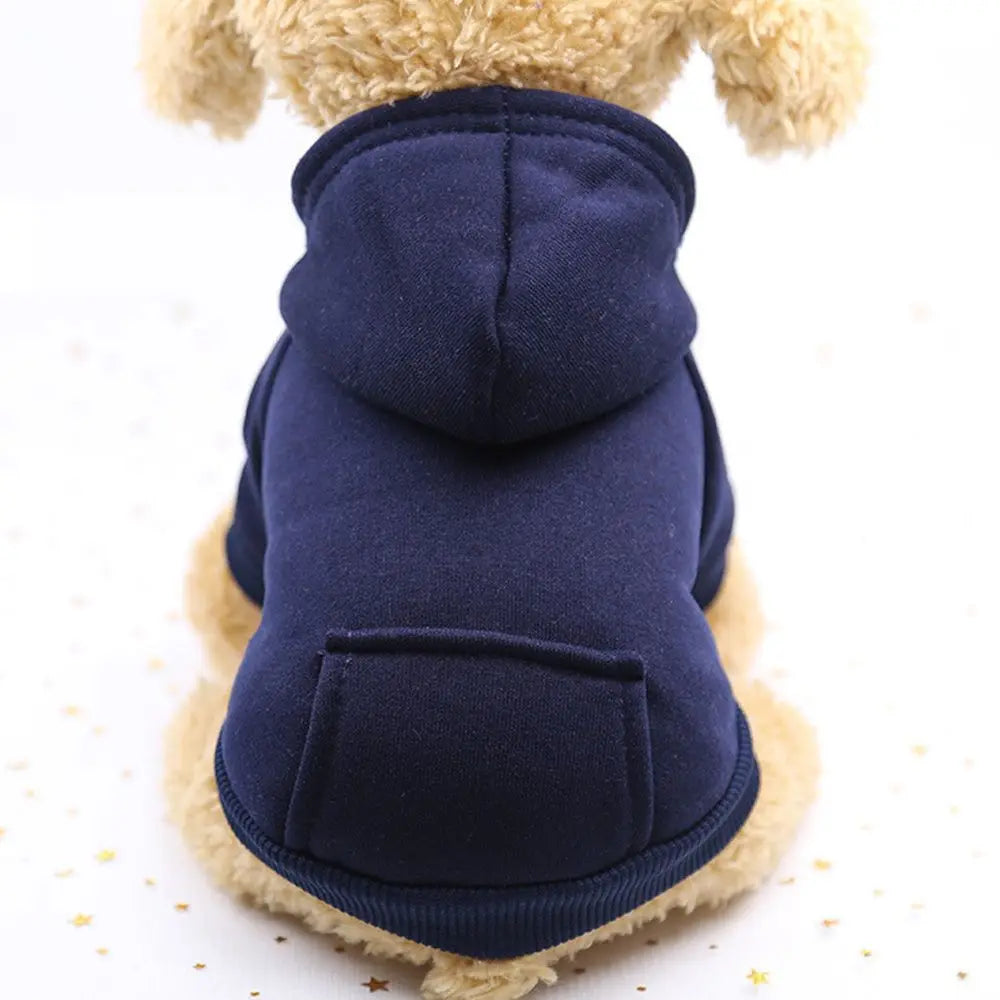 Solid-Color Pet Hoodie with Back Pocket