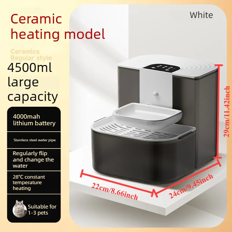 4.5L Tilting Pet Water Dispenser with Ceramic Bowl