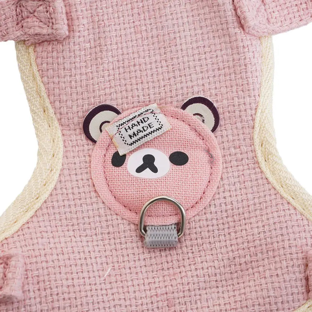 Bear-Detail Pet Vest Harness & 120 cm Leash Set