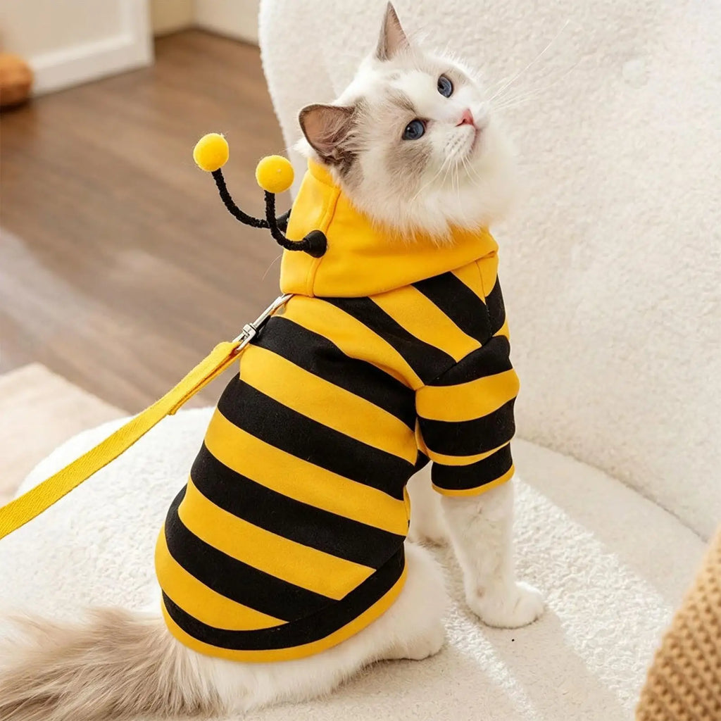 Striped Bee Costume Hoodie for Cats & Small Dogs