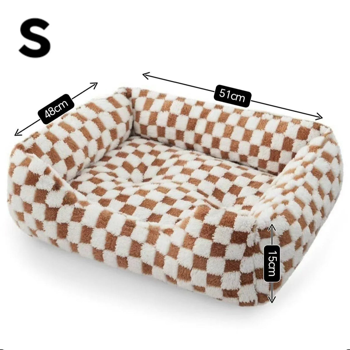 Checkerboard Fleece Bolster Bed for Dogs & Cats
