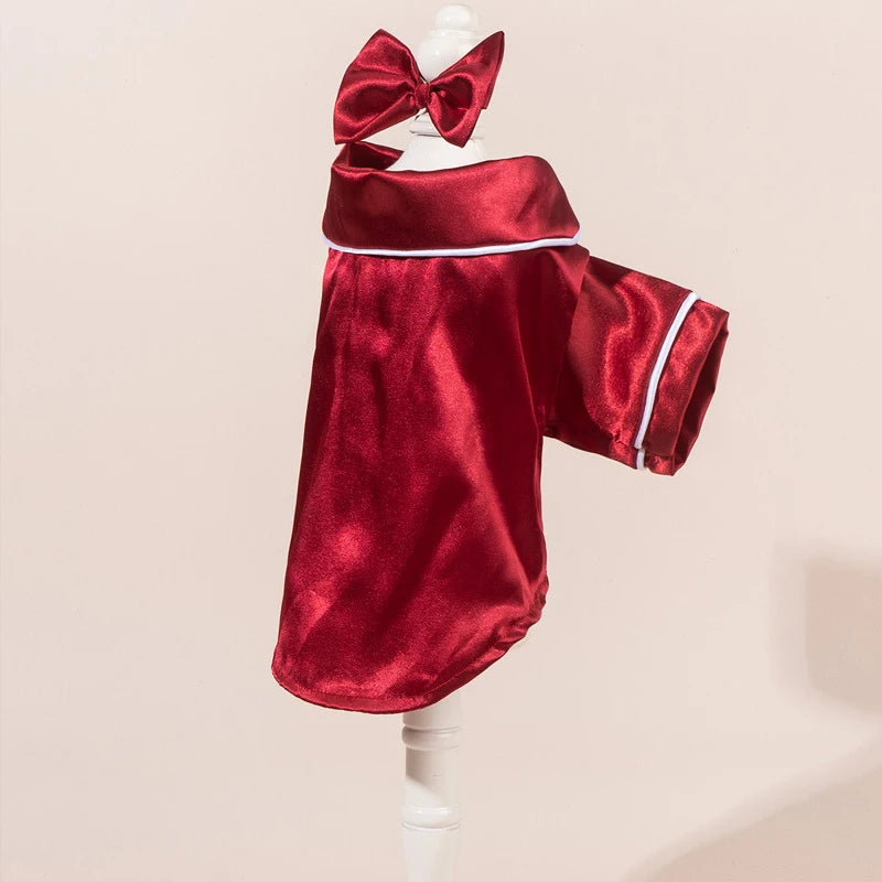 Satin-Look Pet Pajama Shirt with Contrast Piping