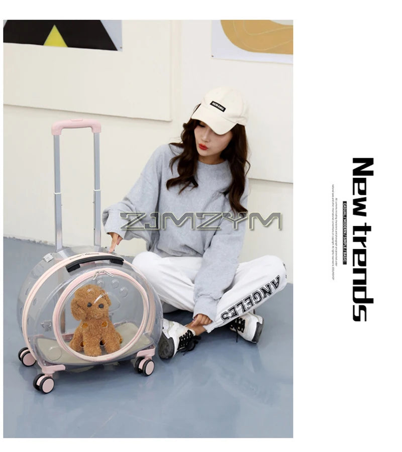 Bubble Pet Carrier Backpack with Wheels & Round Front Opening
