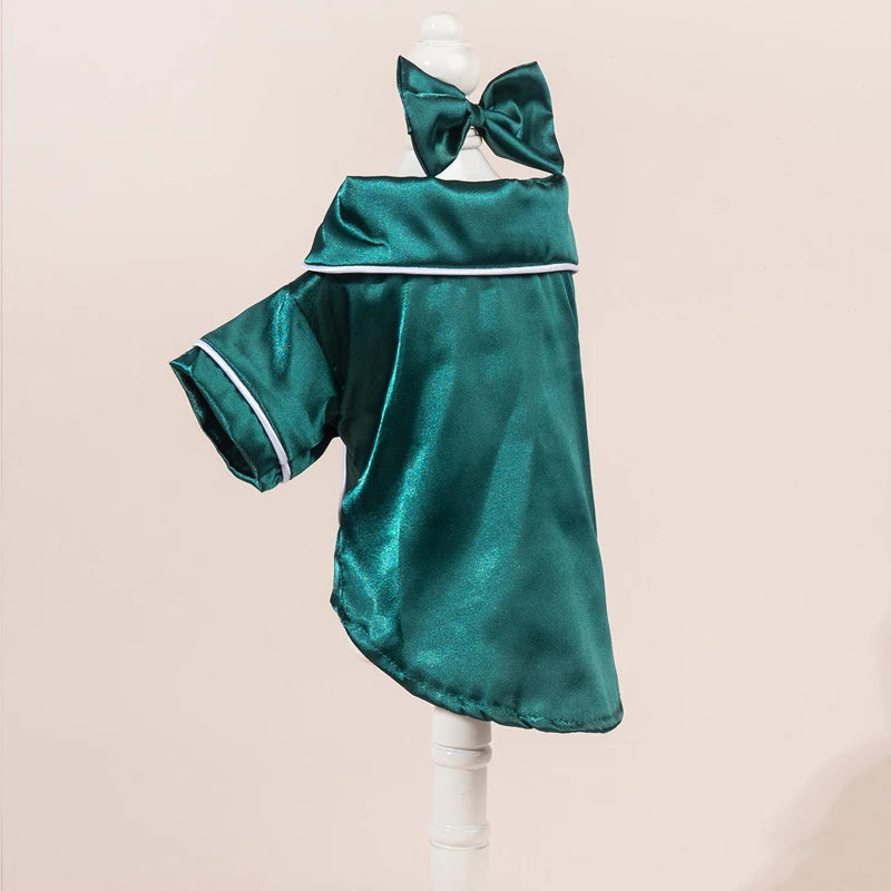 Satin-Look Pet Pajama Shirt with Contrast Piping