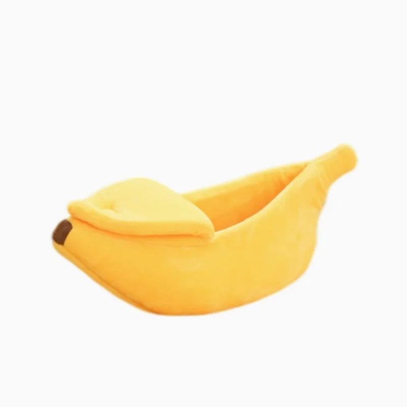 Banana-Shaped Cat Bed with Peel-Back Cover