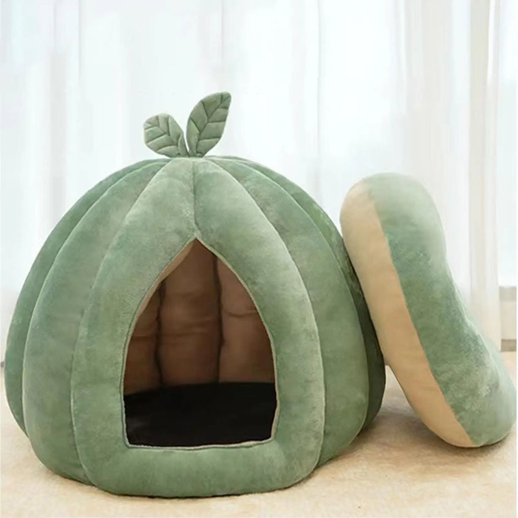 Plush Pumpkin Cat Cave Bed