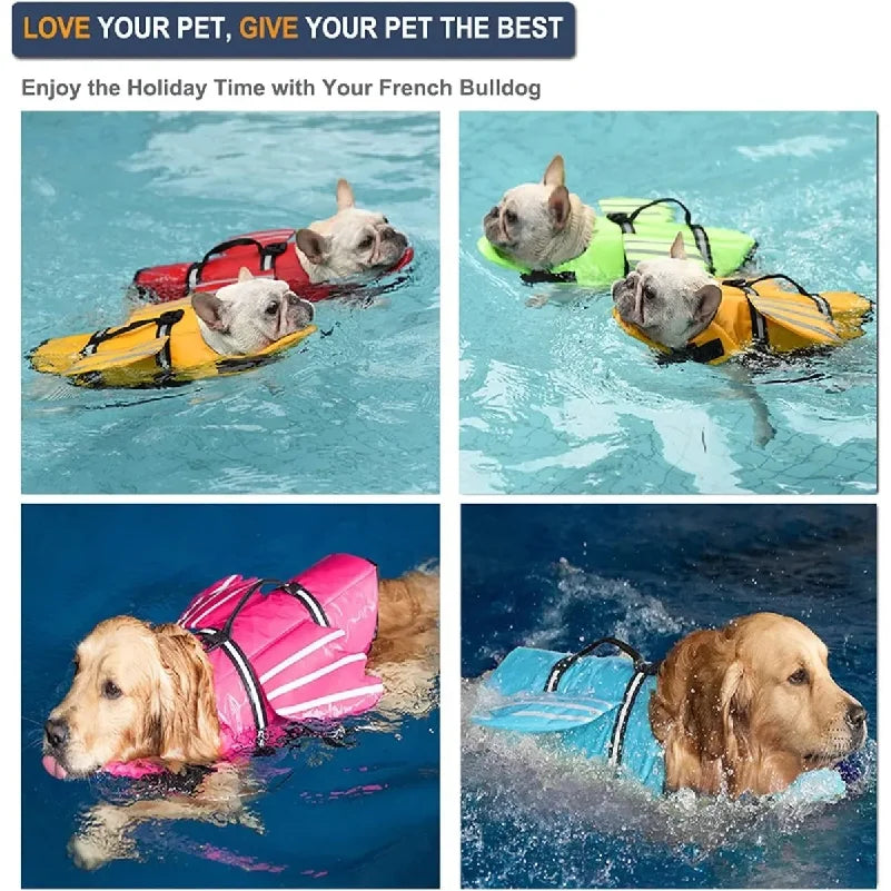 Adjustable Dog Swim Vest with Chin Panel & Grab Handle