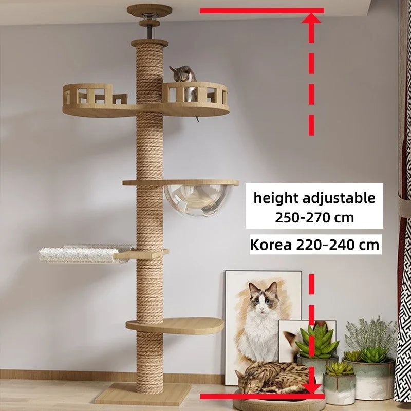 Adjustable Floor-to-Ceiling Cat Tower, 250–270 cm