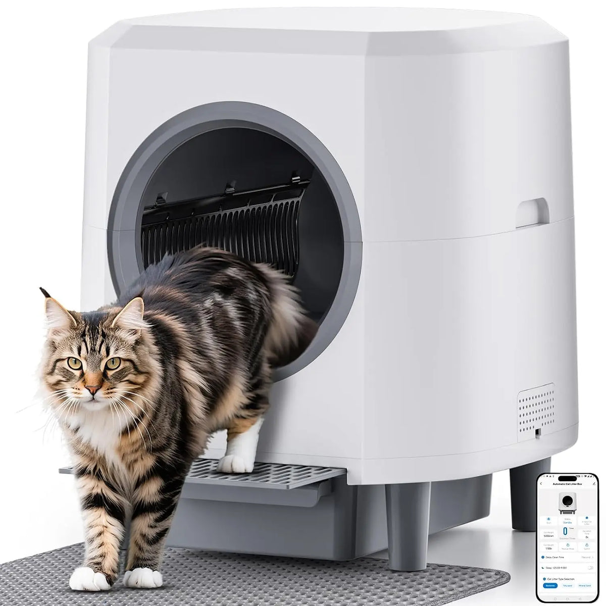 App-Controlled Self-Cleaning Cat Litter Box with Waste Drawer
