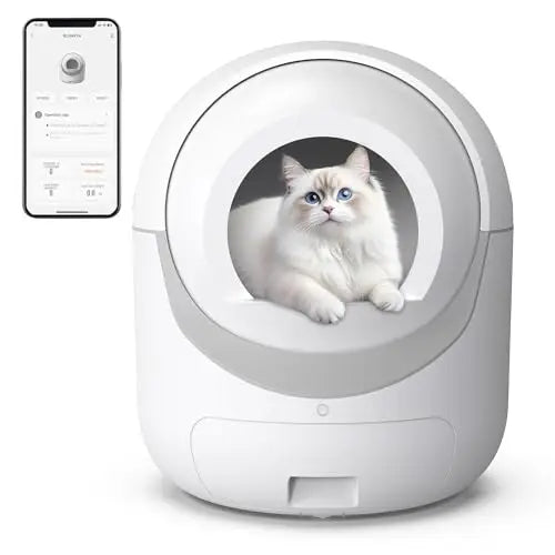App-Controlled Self-Cleaning Cat Litter Box in Grey