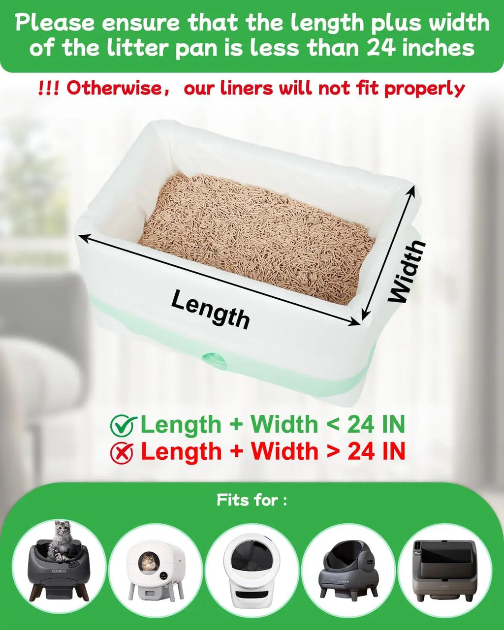 Drawstring Cat Litter Drawer Liners, 64 × 40 cm