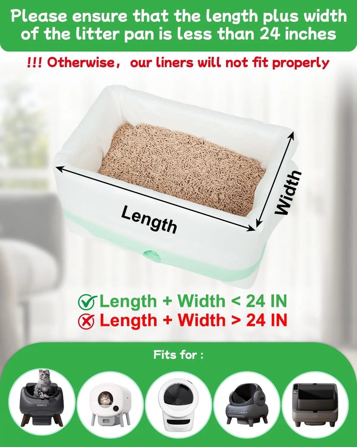 Drawstring Cat Litter Drawer Liners, 64 × 40 cm