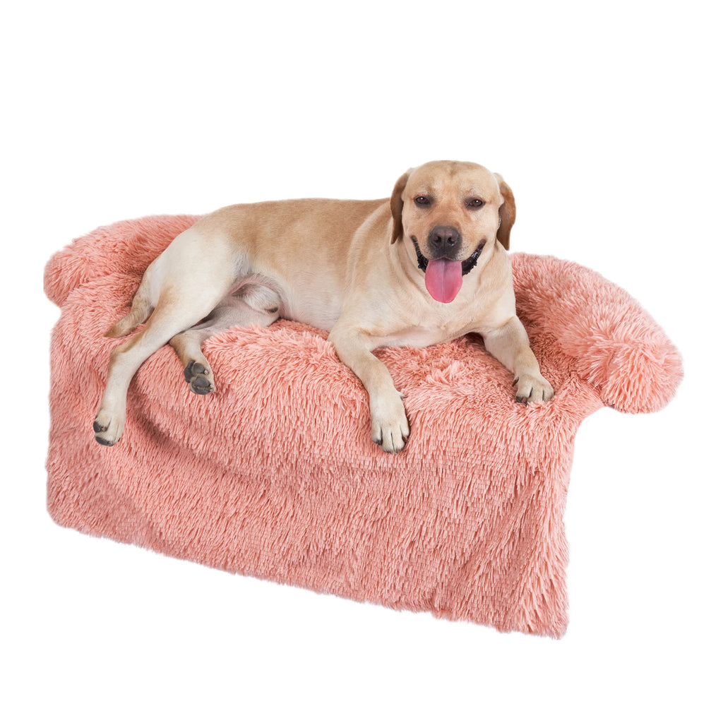 Shaggy Plush Pet Sofa Mat with Bolster Border