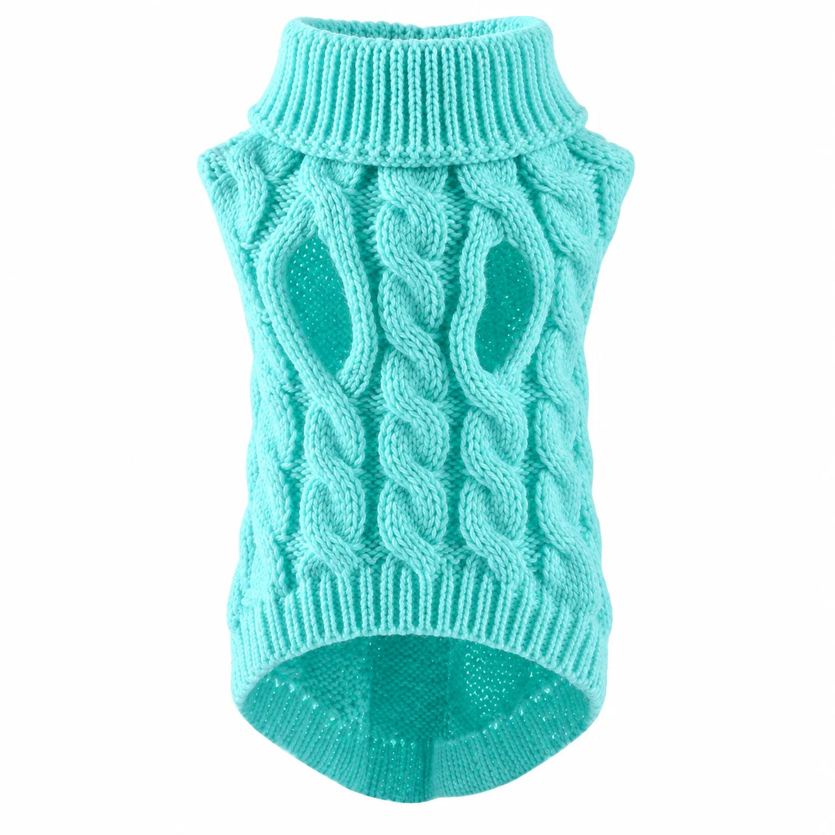 Cable-Knit Pet Sweater with Foldover Turtleneck