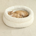 Double-Ribbed Plush Round Pet Bed
