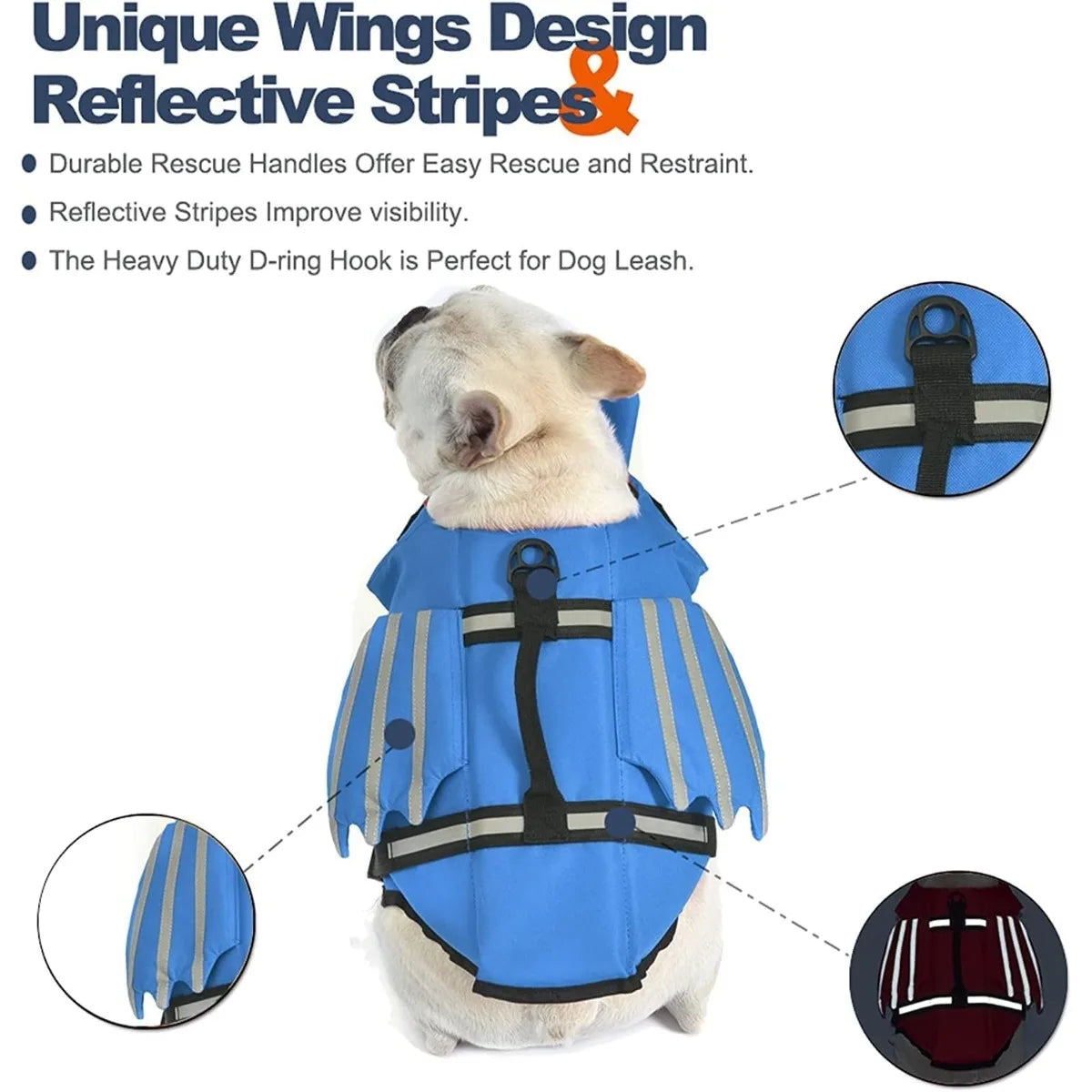 Adjustable Dog Swim Vest with Chin Panel & Grab Handle