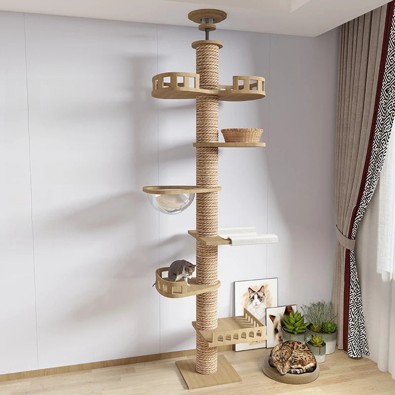 Adjustable Floor-to-Ceiling Cat Tower, 250–270 cm