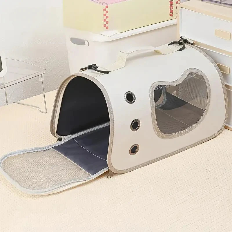Foldable Oxford Pet Carrier with Crossbody Strap