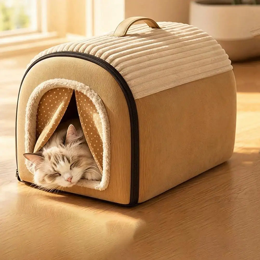 Covered Pet Tent Bed with Door Curtain