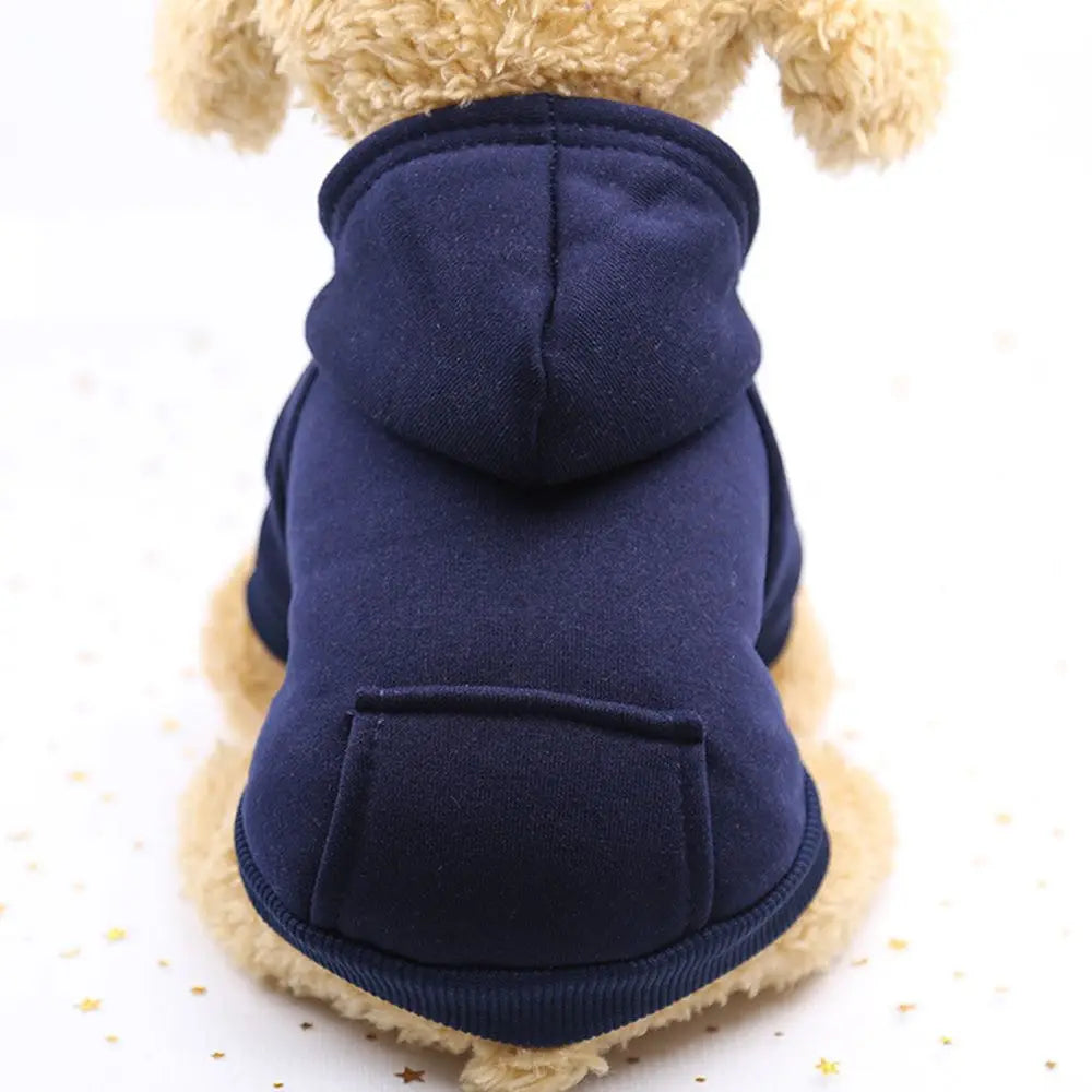 Solid-Color Pet Hoodie with Back Pocket