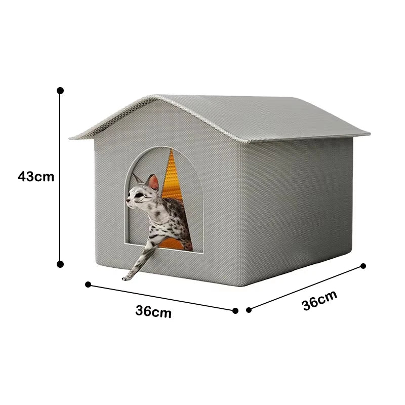 Foldable Cat Shelter with Optional Raised Stand