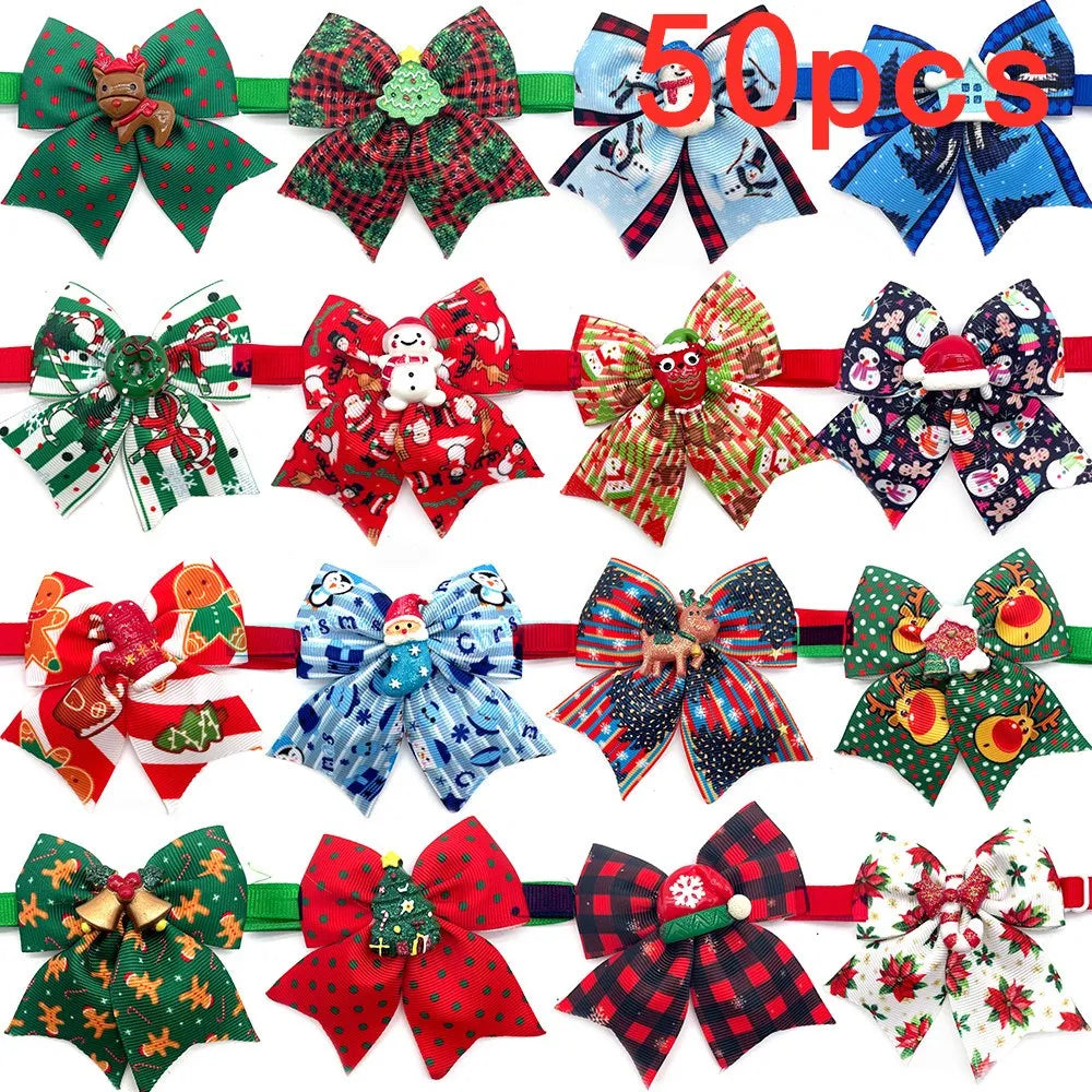 Christmas Pet Bow Tie Assortment, 50 or 100 Pieces