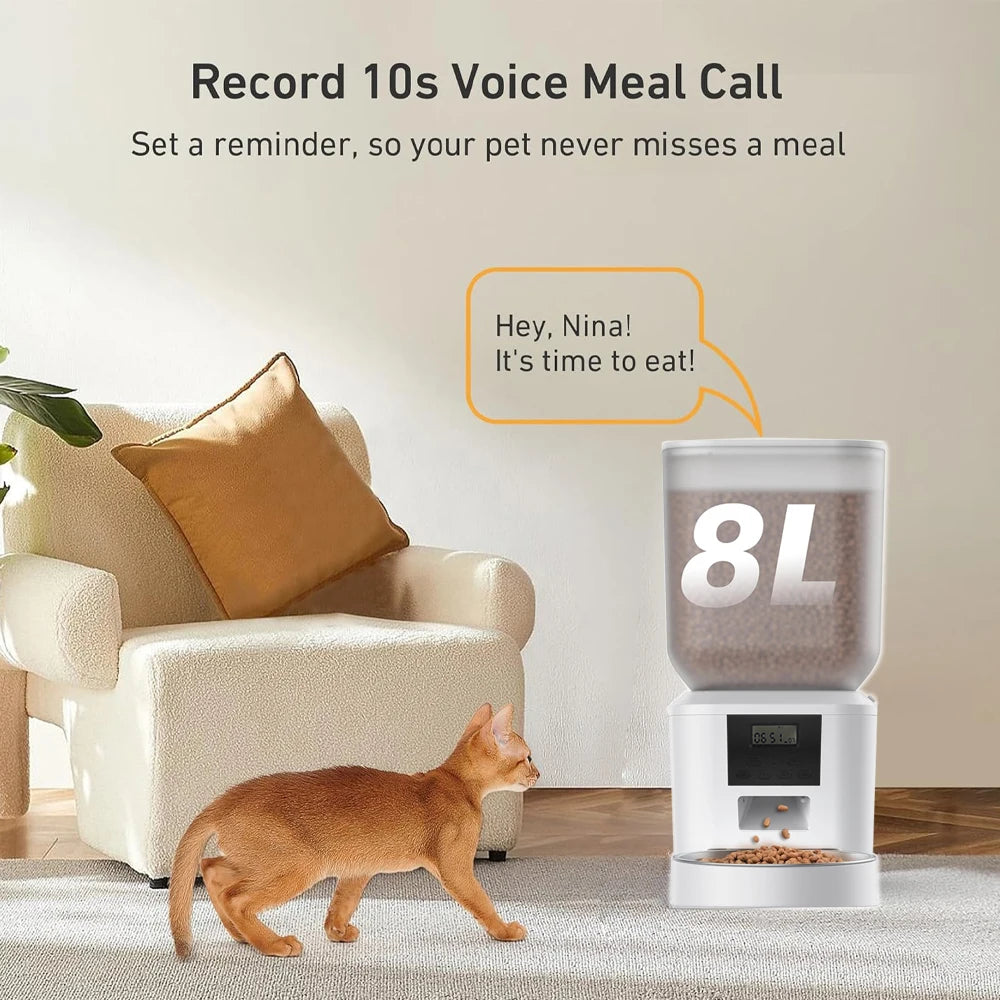 FURPIPI Automatic Pet Feeder with Button Controls, 4L or 8L