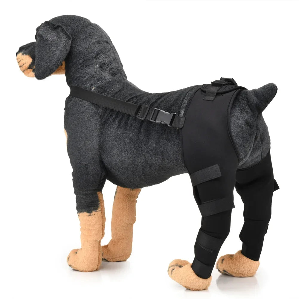 Adjustable Dog Hind-Leg Wraps with Connecting Strap, Pair